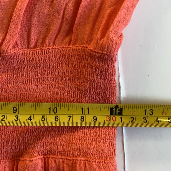 Wilfred Women's Aritzia Maxime Dress Medium Orange Short Sleeves Smocked Waist - Picture 11 of 15